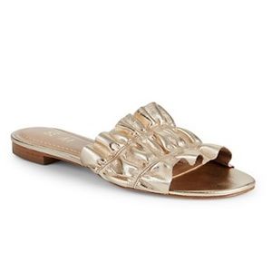 RENVY Ruffled Leather Slides